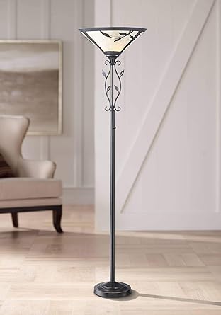Feuille Leaf And Vine Mica Shade Torchiere Floor Lamp Franklin