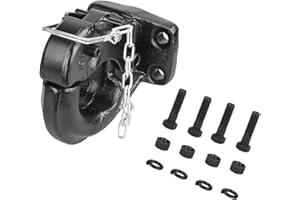 ANGCOSY 10-Ton Pintle Hook Trailer Hitches Receiver Hook for 2-1/2 Inch Lunette Ring with Mounting Kit, 20000 lbs
