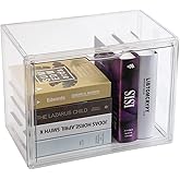 BOHOIDEE 1PACK Clear Book Storage Organizer for Bookshelf, Plastic Stackable Book Display Case with Magnetic Door, Acrylic Showcase for Toys Handbags, Shoes, Purses