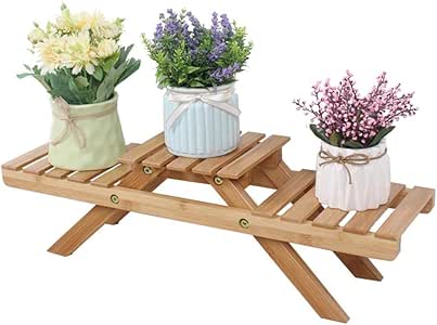 Yanan Sencillo Moderno Soporte para Plantas Escritorio Bambú Estante De