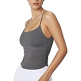 CHANGEZOE Womens Longline Sports Bra Spaghetti Straps Scoop Neck Workout Crop Tank Top Cami with Built in Bra