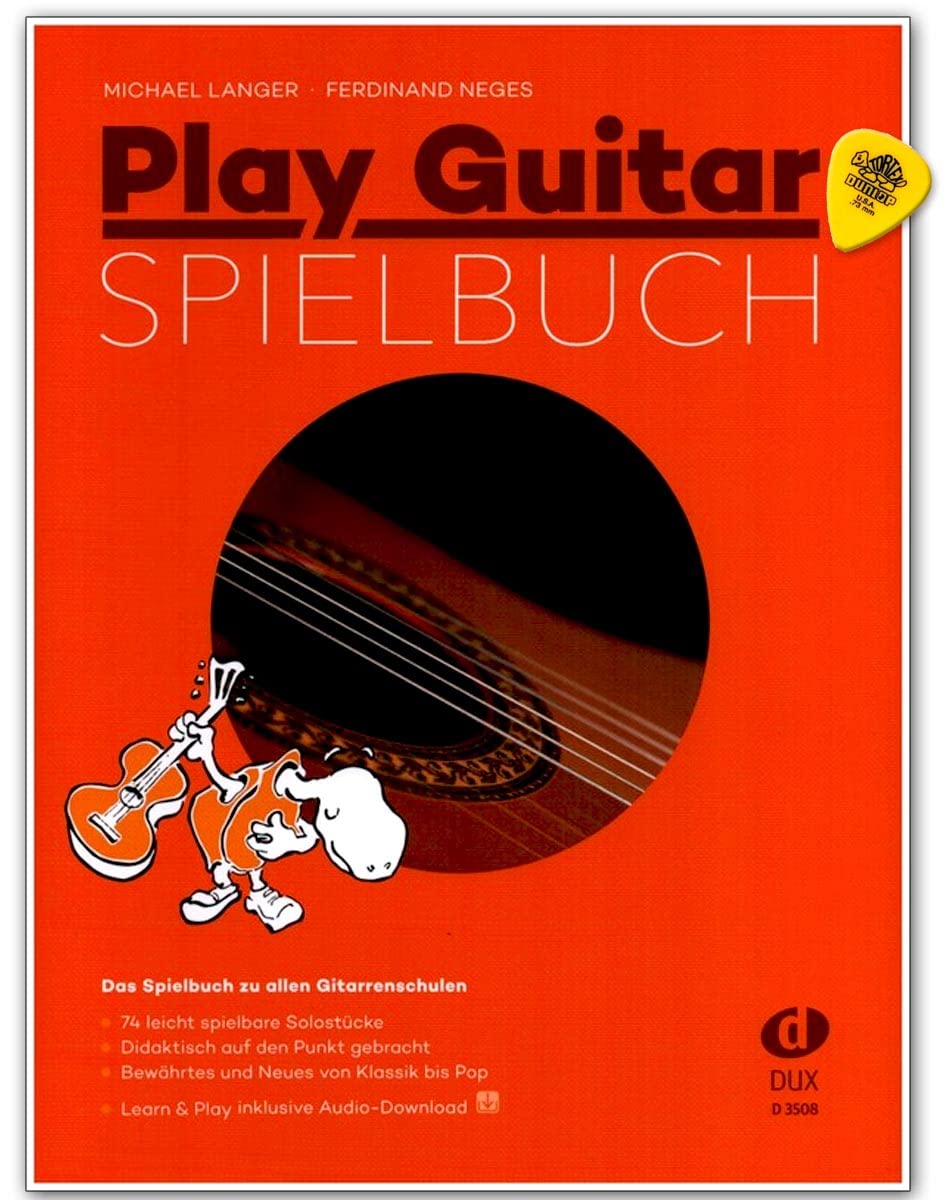 Play Guitar Game Book – The Play Book for All Guitar Schools by Michael Lang – 74 Easy to Play Solo Pieces – From Classic to Pop with CD, Dunlop Plek