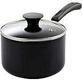 Cook N Home Nonstick Sauce Pan with Glass Lid 2-Qt, Multi-purpose Pot Saucepan Kitchenware, Black, Aluminum