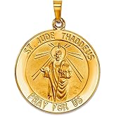 JewelryWeb 14k Satin Back Polished and satin Gold YG St. Jude Medal Pendant Necklace 22.4x30.8mm Pendant for Women