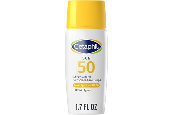 Cetaphil Sheer Mineral Liquid Sunscreen for Face, 100% Mineral UVA/UVB Filters, Zinc Oxide Broad Spectrum SPF 50 Formulated f