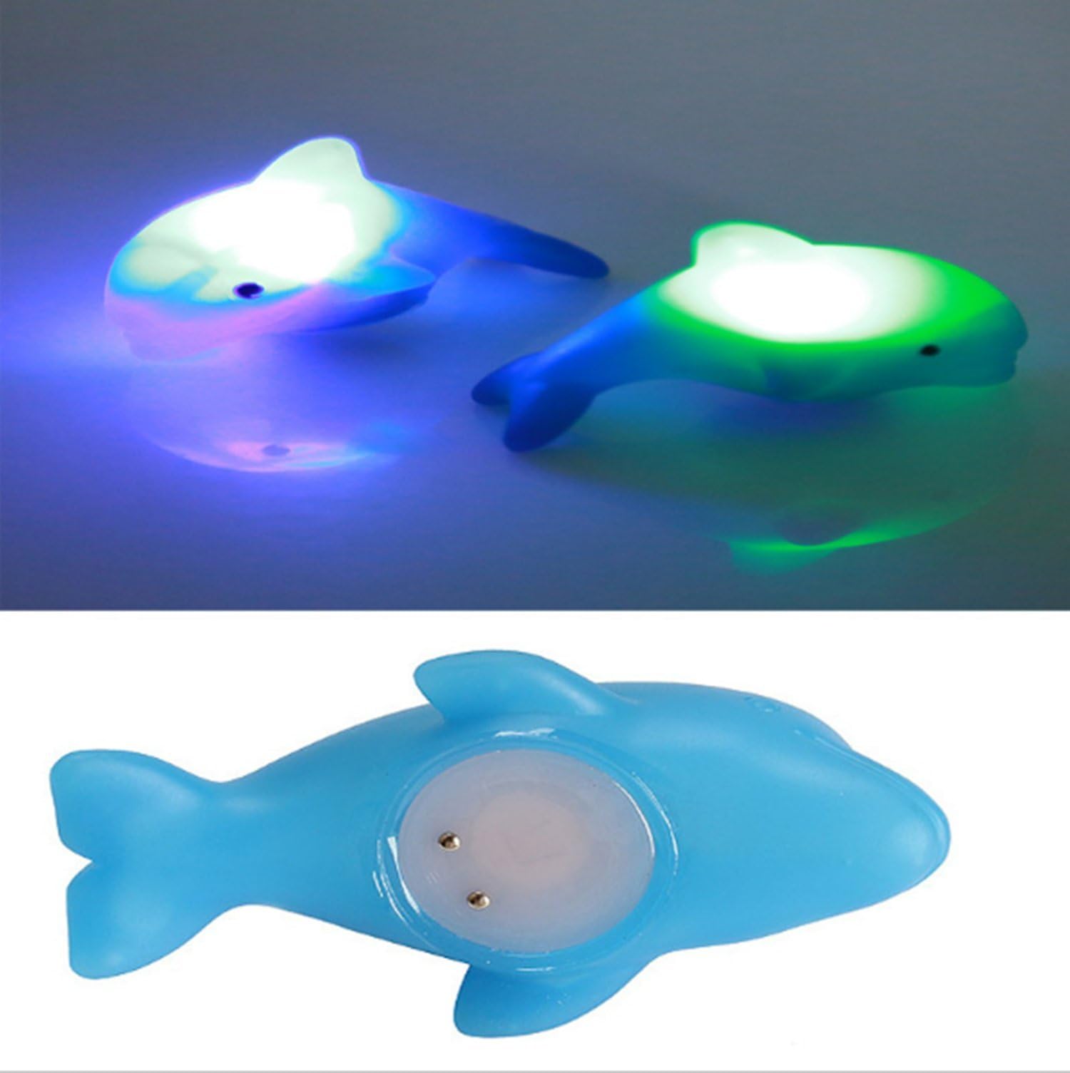 JKLYZXS 2Pcs Baby Cute Colorful LED Flashing Dolphin Bath Toy