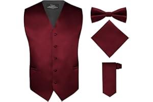 S.H. Churchill & Co. Men's 4 Piece Vest Set, with Bow Tie, Neck Tie & Pocket Hankie