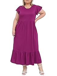Moon Wood Women's 2025 Plus Size Casual Dress Crew