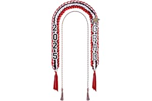 Yigney Graduation Lei Set Class of 2025 Grad Ribbon Leis with Honor Cord Double Braided Graduate Leis for Men Women