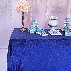 TRLYC Royal Blue Sequin Tablecloth - 60x84inch
