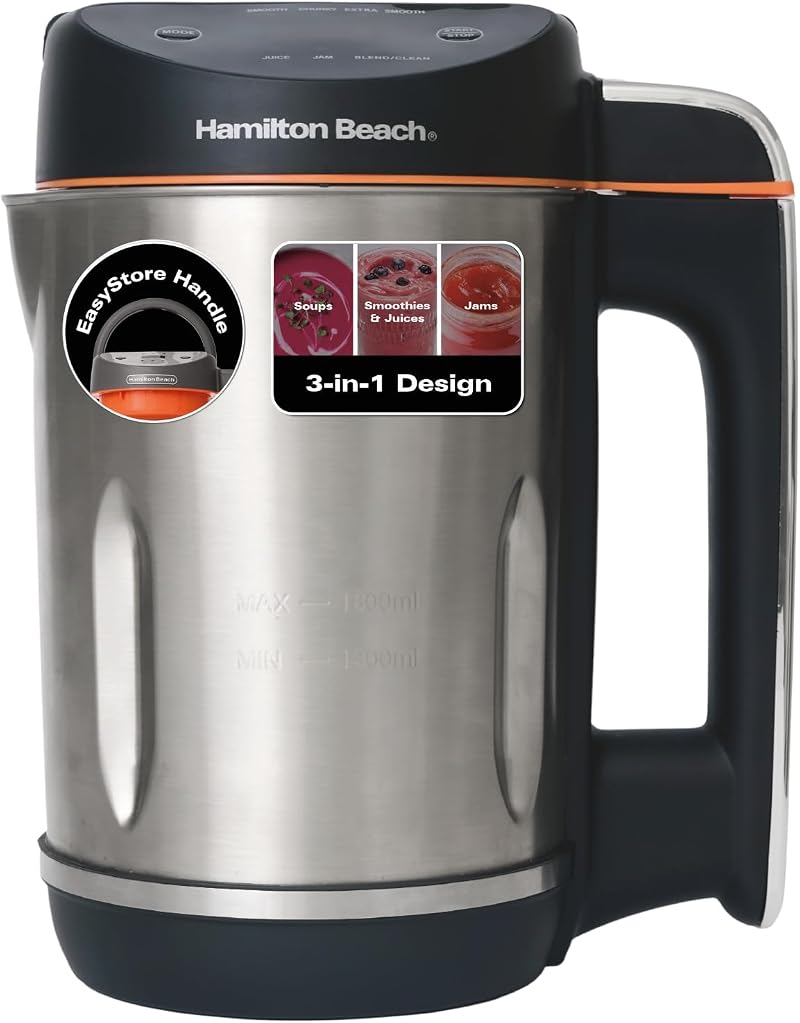 Hamilton Beach 3-in-1 Soup Maker & Blender, 1.6L, Auto-Stir, Black