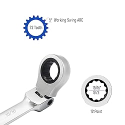 FOCMKEAS 15/16 Inch Flex-Head Ratcheting