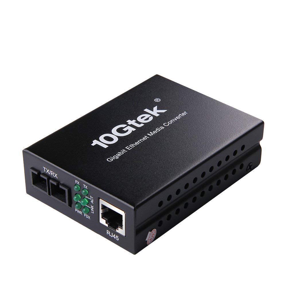 ipolex Gigabit Single-Mode SC Fiber to Ethernet Media Converter, Built-in 1000Base-LX SFP Module, 1310nm, SMF, up to 20-km, Dual SC Fiber to 10/100/1000Base-TX (UTP/STP/Cat5e/Cat6 RJ45) 1-Pack.