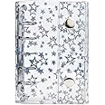 Mogoostry A8 Starry Clear Binder Cover Soft PVC A8 Size Refillable Binder Cover 5-Ring Double Snap Button Closure Notebook Binder Folder Personal File Organizer Planner