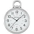 Gotham Men's Silver-Tone Ultra Thin Railroad Open Face Quartz Pocket Watch # GWC15026S