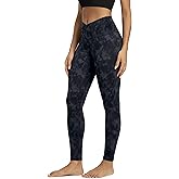 ODODOS Women's Cross Waist Yoga Leggings with Inner Pocket, 23"/25"/28" Gathered Crossover Workout Yoga Pants