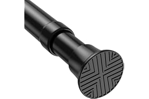 MEXAU Black Tension Curtain Rod 18 To 36 Inches Adjustable Spring Rods No Drilling Small Extendable Tension Rod Spring Loaded Tension Rods For Closet,Doorway,Bedroom,Kitchen 1pcs