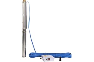 SHYLIYU Submersible Pumps 3" OD Pipe 220-240V/60HZ 0.75KW 1HP Stainless Steel 1" Outlet Submersible Bore Pump Deep Well Pump with Control Box for Farm Irrigation