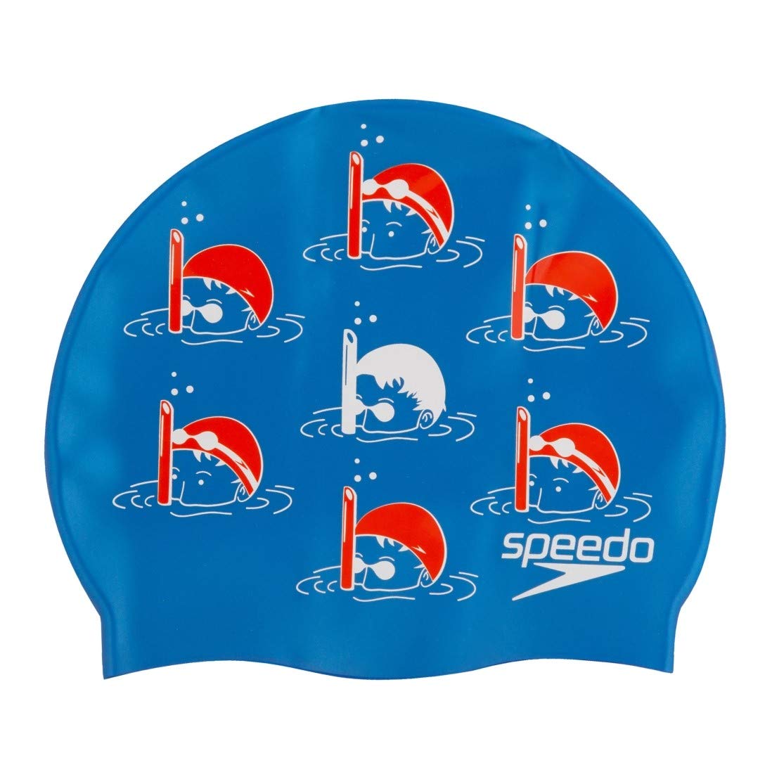 Speedo Men Boy's Junior Slogan Swimming Cap - Blue/Red, One Size