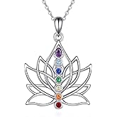 AOBOCO Lotus Necklace for Women 925 Sterling Silver Chakra Yoga Pendant Lotus Jewelry Mothers Day Birthday Christmas Gifts for Women