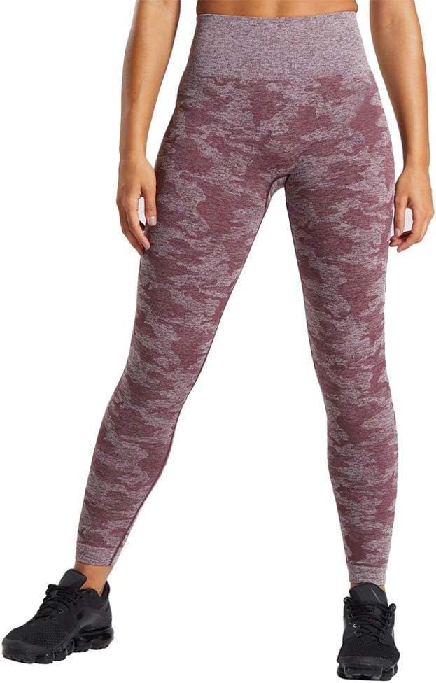 WodoWei Womenโs High Waisted Camo Seamless Leggings 7/8 Length Workout Yoga Pants