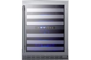 Summit Appliance ALWC532 24" Wide Built-In Wine Cellar, ADA Compliant; 46 Bottles; Automatic Defrost; Glass Door; Full-extension Shelving; Digital Control Panel; Interior Lighting