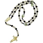 Exquisite Rosary Saint Jude Cross Pendant Mexican Necklace - Braided Cord Green Crystal beads Chain, Charm Accessories for Men and Women, Catholic St Jude Elegant Religious Jewelry Gift Idea