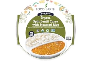 Food Earth Ready to Eat Indian Cuisine – Split Lentil Curry with Steamed Rice – Microwavable, Organic, Vegan, Gluten-Free, GMO-Free, Plant-Based – 10.58 oz – Pack of 6