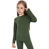 woolcano Kids Unisex 100% Merino Wool Base Layer Tops Lightweight Thermal Underwear Shirt
