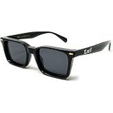 LOCS Hardcore Shades Square Frame Sunglasses, Black with Dark Gray Lenses, UV Protection