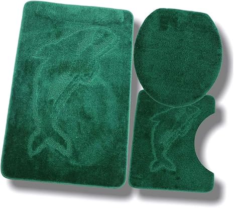 Dunkelgrun 3 Tlg Stand Wc Badgarnitur Mit Wc Deckelbezug Set Badezimmergarnitur Badematten Badteppich Inkl Wc Vorleger Oko Tex Standard 100 Amazon De Kuche Haushalt