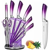 Kitchen Knife Set, 9Pcs Knife Set with Acrylic Block, Ergonomical Handle,Non Stick Sharp Stainless Steel Chef Knife Block Set for Cutting Slicing Dicing Chopping