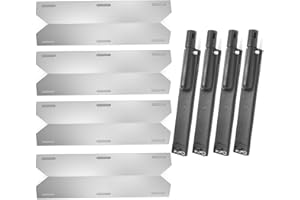 Hongso Grill Parts Heat Plates and Burners Replacement for Jenn Air 720-0062, 720-0062-LP, 720-0165, 720-0164, 720-0141, Nexgrill 720-0100, 720-0138 Gas Grill Models, 4 Pack