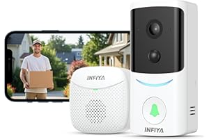 INFIYA Video Doorbell Camera Wireless-2K Outdoor Front Door Camera with Chime Included for Home Security, Easy Installation, AI Human Detection, Instant Alerts, Night Vision, Two-Way Audio, M1 White