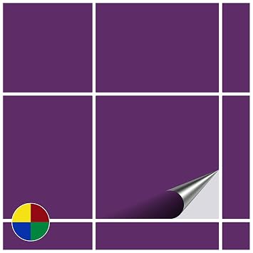 Foliesen Set De 60 Adhesivos Para Azulejos De Baño Y Cocina 20 X 20 Cm Color Violeta Brillante
