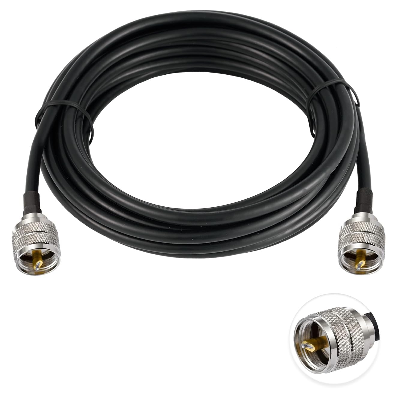 Vecys UHF Male PL-259 to Male PL-259 Low Loss Coax Cable UHF Jumper Cable PL 259 RG58 16.4FT/5M for Walkie Talkie CB Radio SWR Meter Antenna Analyzer