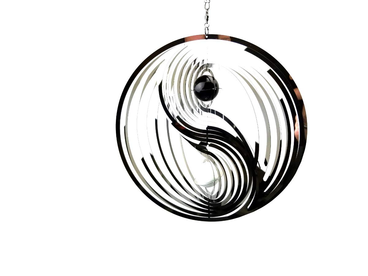 SK Style Large Hanging Stainless Steel Garden Wind Spinner Sun Catcher - Ying And Yang