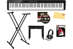 Casio Privia PX-S5000 Digital Piano - Black Bundle with Adjustable Stand, Bench, Headphones, Piano Book, Online Piano Lessons, Instructional DVD, and Austin Bazaar Polishing Cloth