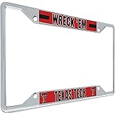 Desert Cactus Texas Tech University License Plate Frame TTU Red Raiders Holder for Front or Back of Car Metal Car Tag Holder Officially Licensed (Slogan 2)