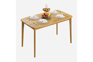 KKL Dining Table, 47“ Malaysian Oak Kitchen Table, Farmhouse Wood Dining Table for 2, Easy Assembly, Natural