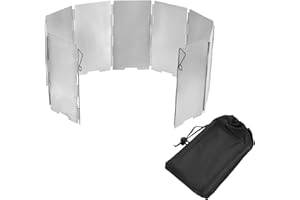 Generic 25.8" x 5.3" Windscreen Camping Stove, Mini 9 Plates Heat Shield Stove Windshield Lightweight Folding with Drawstring