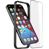 Bumper Case for iPhone 12 Pro Max, Slim Phone Case with No Back [Soft TPU + Metal Frame] [No Signal Interference] [Support Wireless Charging] [With Screen Protector] for iPhone 12 Pro Max, Black