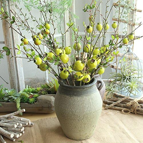 MA87 2019 New Merry Christmas Fake Artificial Rose Fruit Pomegranate Berries Bouquet Floral Garden Home Decor (Green)