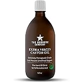 Castor Oil Extra Virgin Glass Bottle Pure Cold-Pressed - (500 ml) 100% Natural Virgin Castor Oil Unrefined Moisturising for S