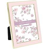 Laura Ashley 4x6 Pink Enamel Picture Frame, Gold Metal Edge with Easel, for Countertop, Counterspace, Tabletop Display, Books