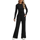 Chicingyou Women's 2 Piece Set 2025 Fall Casual Lounge Set Long Sleeve Tracksuit Crop Top Wide Leg Pant Matching Lounge Sets