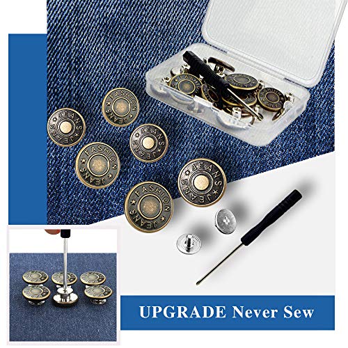 Upgrade Replacement Jeans Buttons,12 Set NoSew Instant Buttons