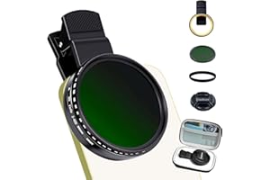 YADSUX ND Filter for iPhone,Clip-on Phone Lens Adjustable Neutral Density Filter Kit,Variable 2-400 (1-16 Stops) Multiple Coatings, Water and Scratch Resistant.