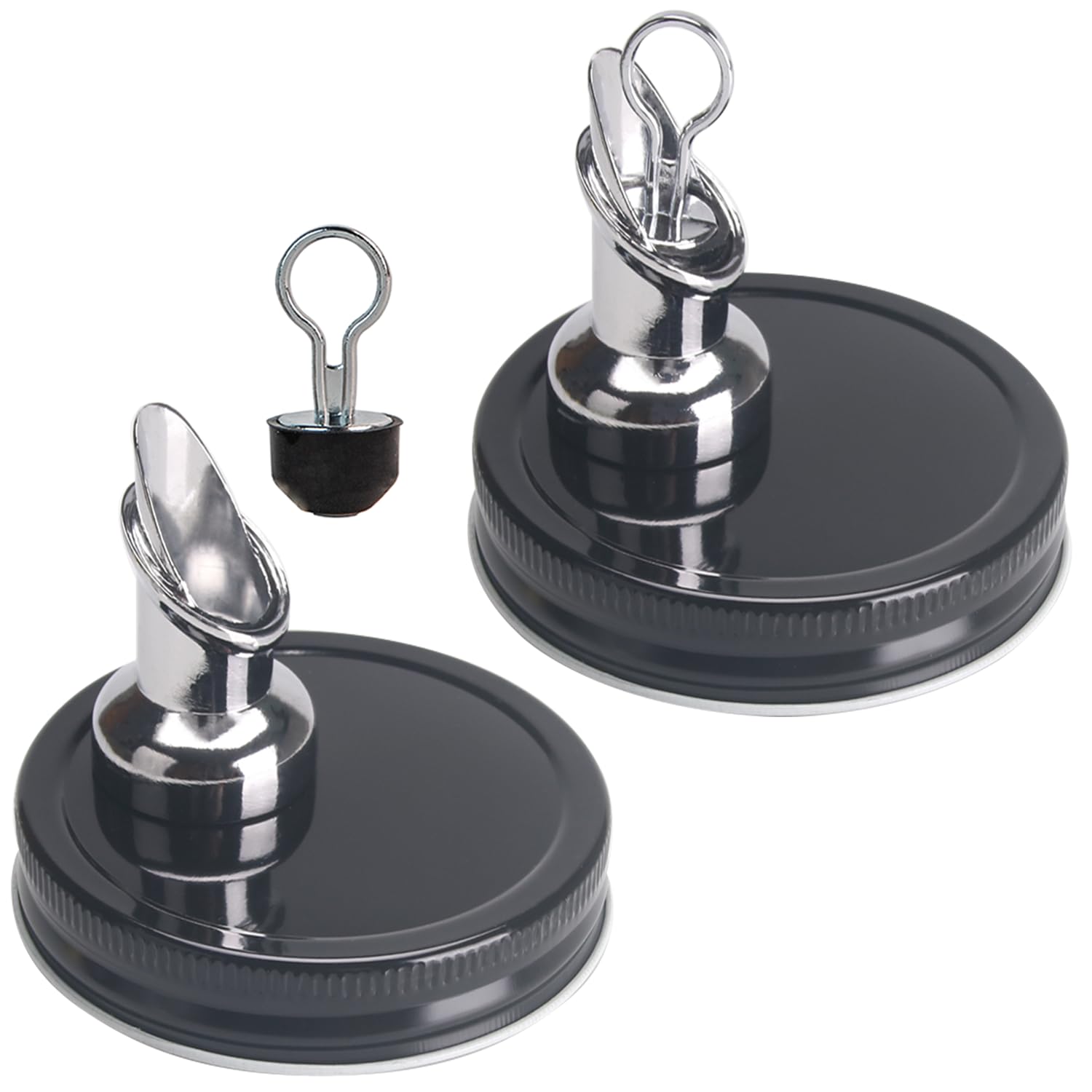 Photo 1 of ziHenryDa Mason Jar Pour Spouts. free flow Mason Jar Pour Spouts, for spout mason jar wide mouth 86 mm dispenser germination cover. Suitable for any liquid?jars not included (2, Black)
