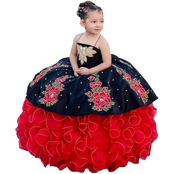 Gothic Quinceanera Dresses Charro Off The Shoulder Black Lace Red Satin  Ball Gowns Gothic Wedding Black 2 at Amazon Women's Clothing store
